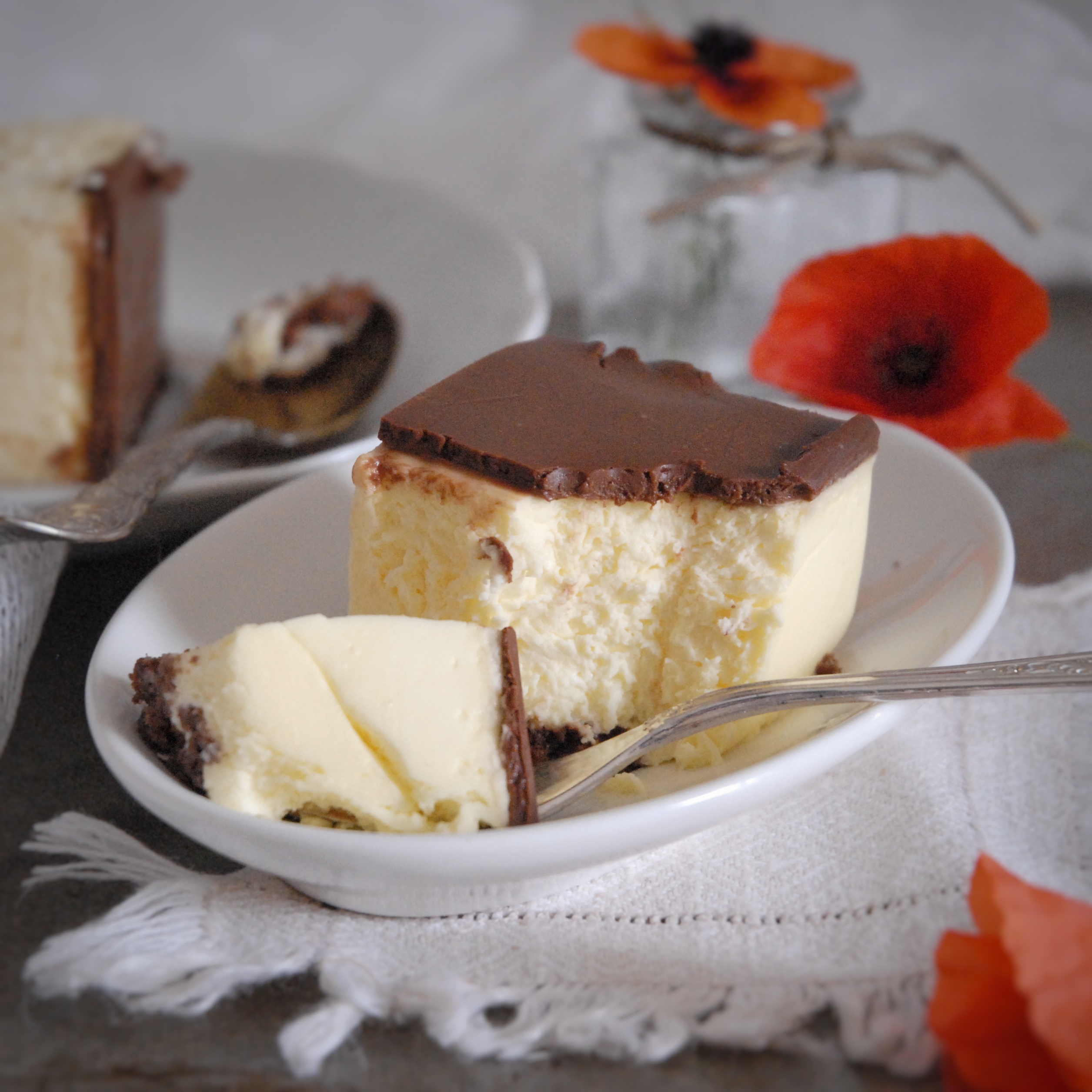 Cheesecake alla vaniglia e cioccolato fondente