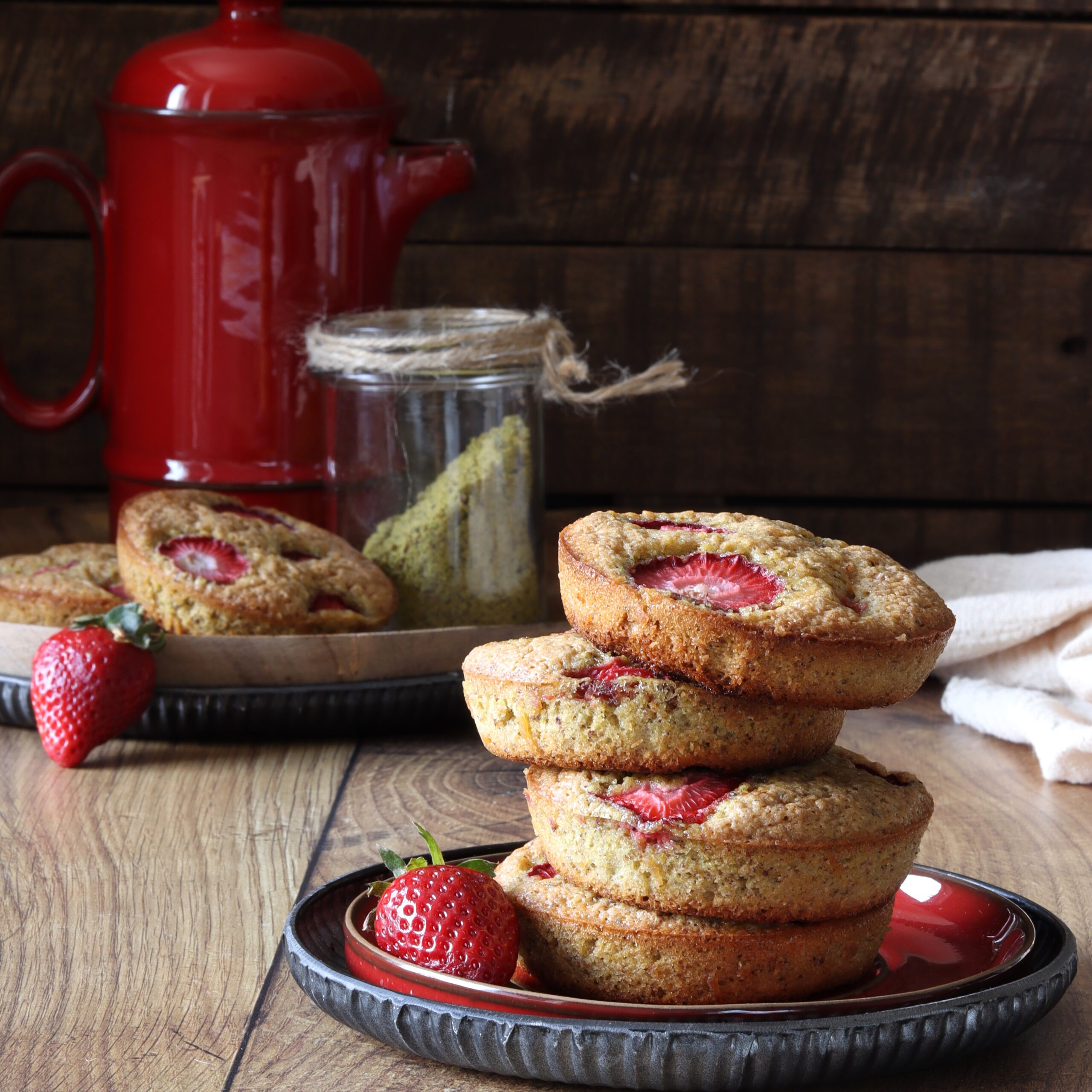 Financiers al pistacchio e fragole