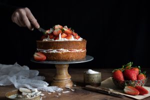 torta tres leches cocco e fragole