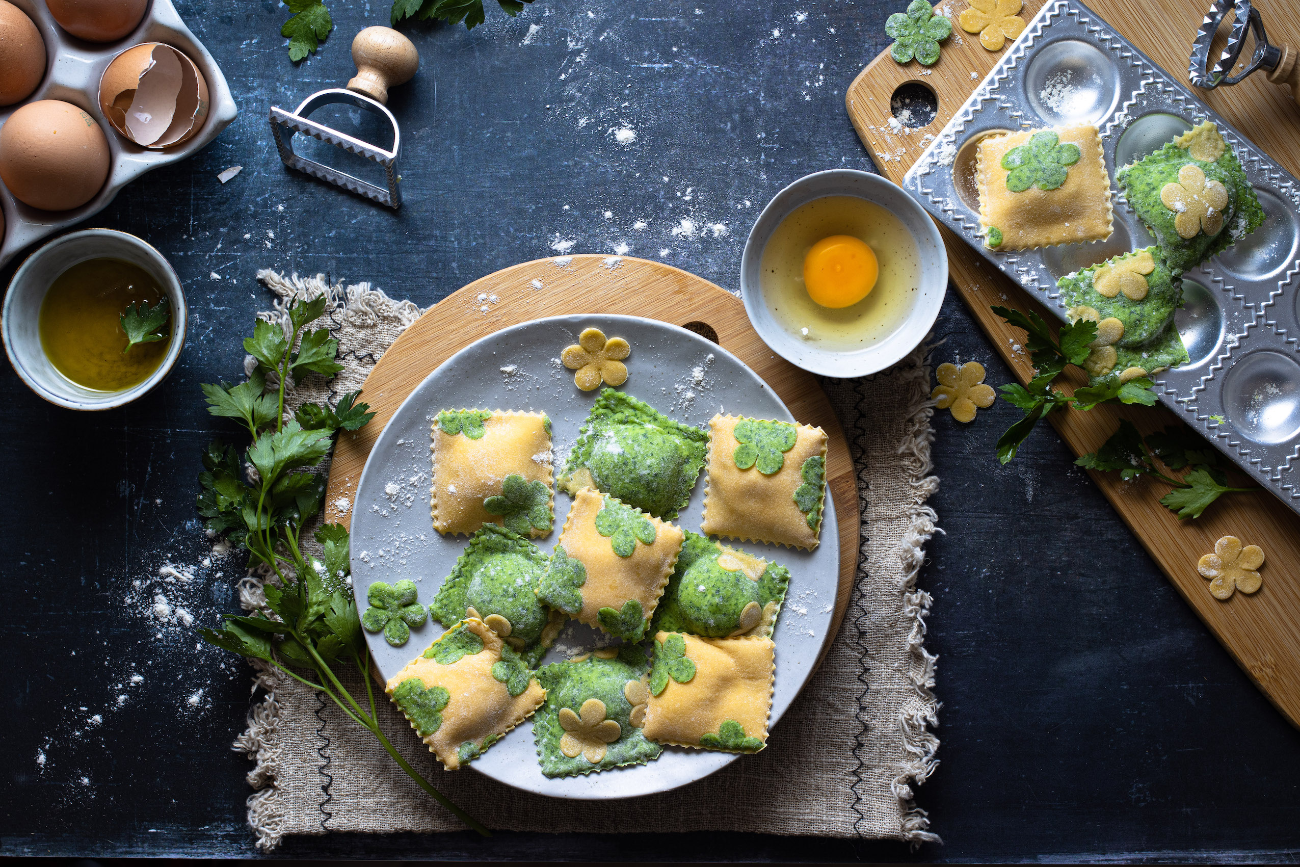 Tortelli ripieni bicolore