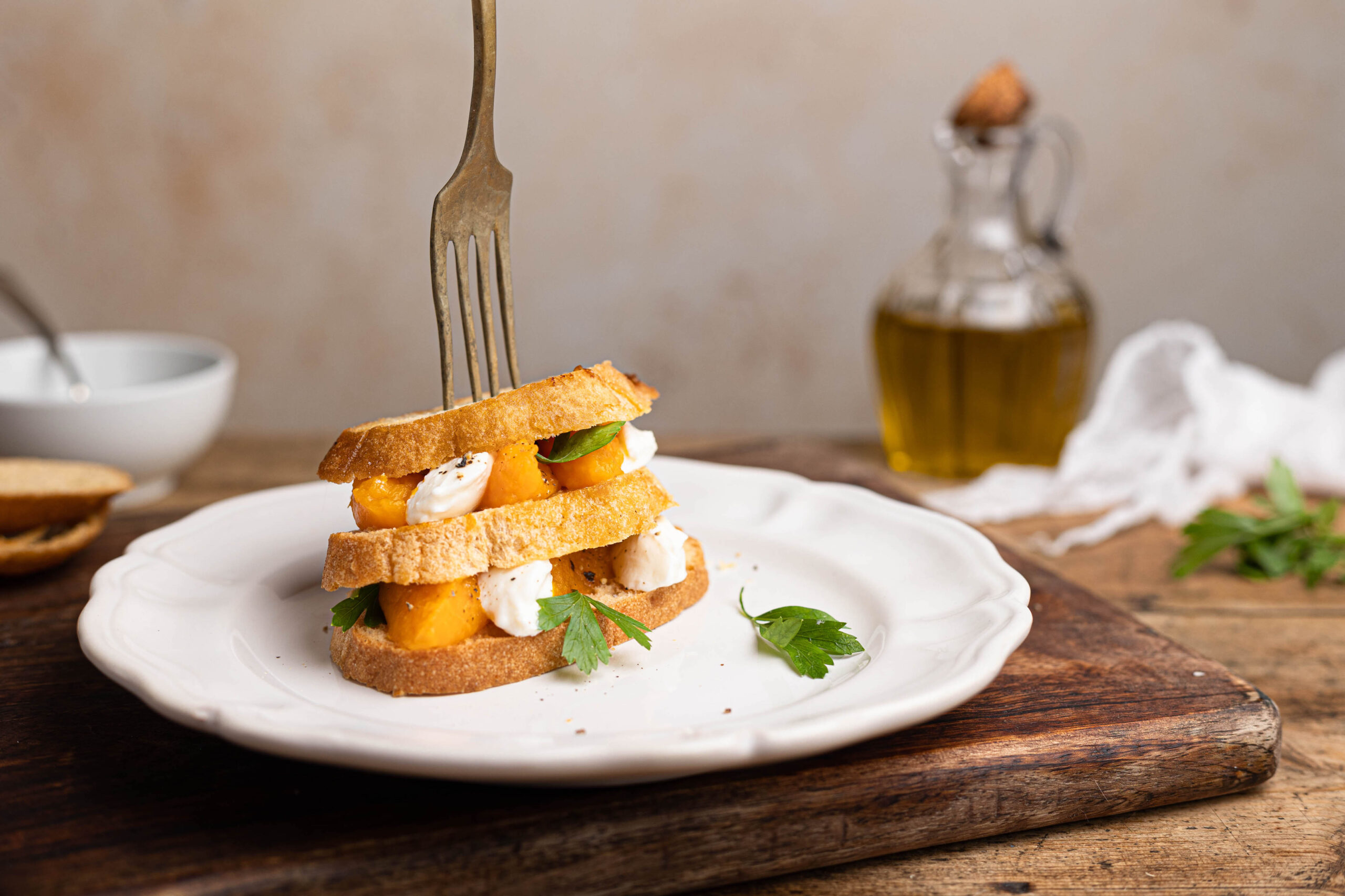 Millefoglie senza glutine con zucca e caprino