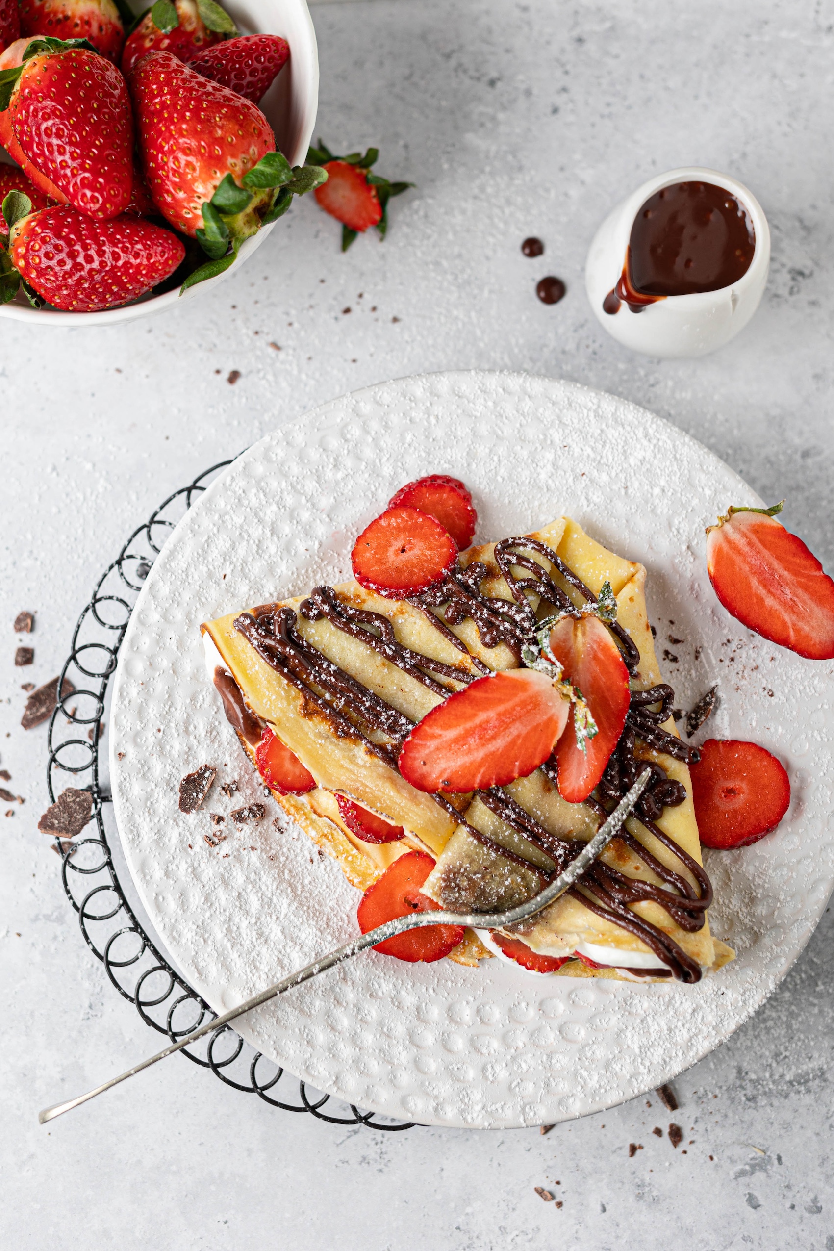 Crêpes cioccolato e fragole